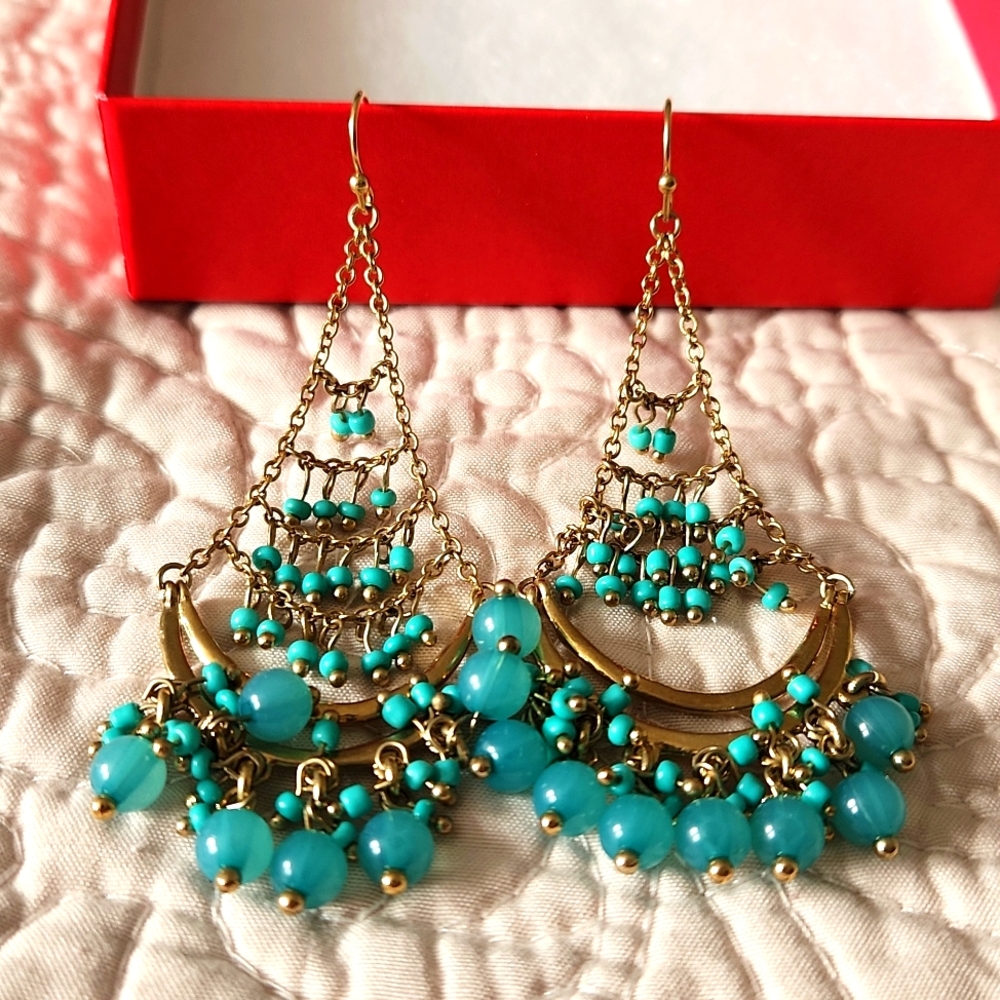 Turquoise chandelier boho earings